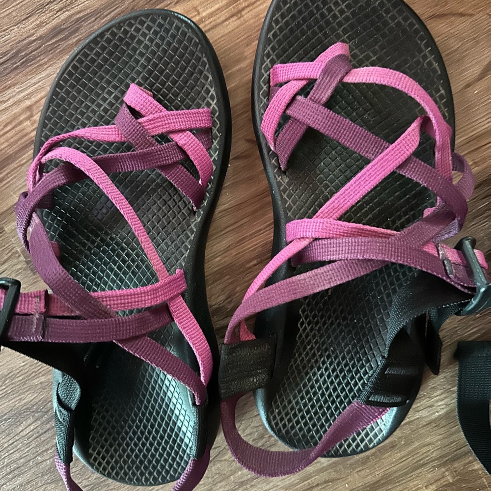Women's Strappy Sandals in Purple and Black